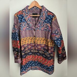 New YOUNG THREADS Colorful Patchwork Button-Up Quilted Jacket